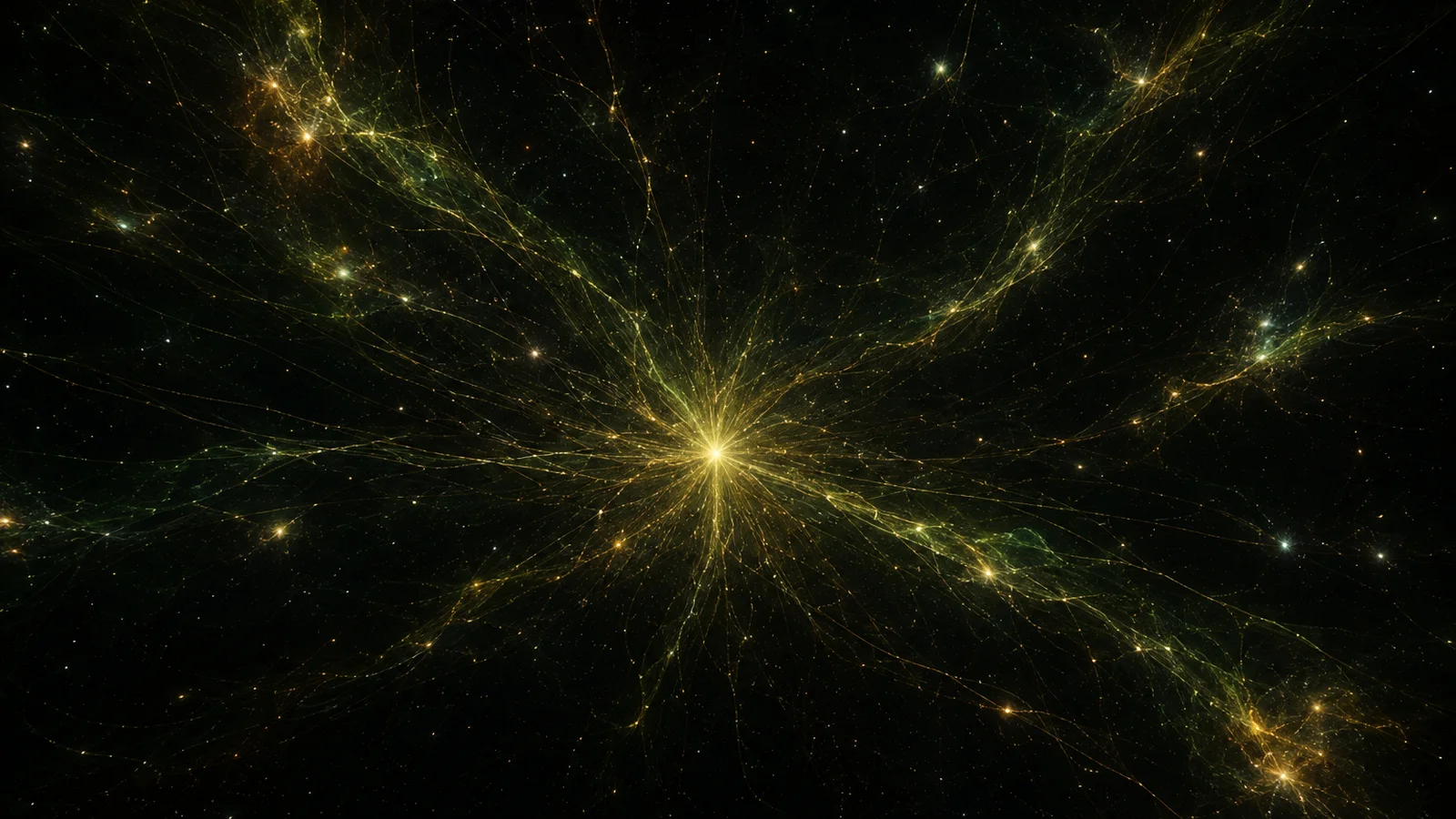 Threads of light converging into a single star